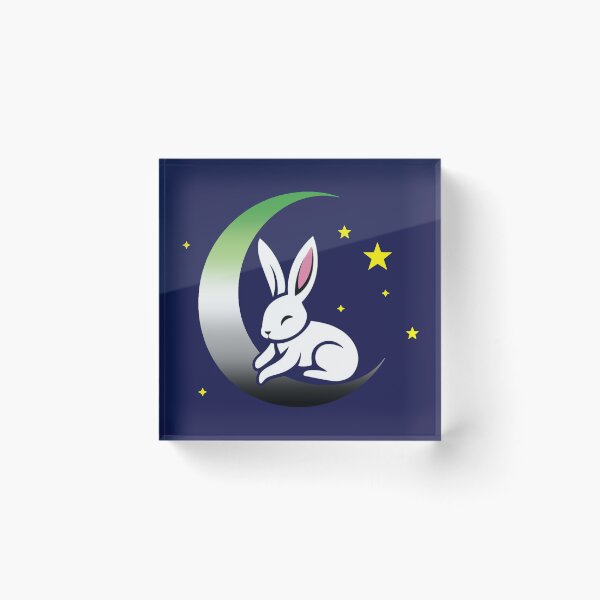 Item preview, Cute Bunny Rabbit on an Aromantic Pride Flag Moon, Discreet Aromantic Pride Design designed and sold by Travelslightly.