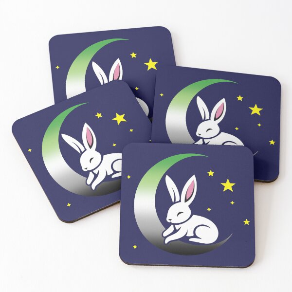 Item preview, Cute Bunny Rabbit on an Aromantic Pride Flag Moon, Discreet Aromantic Pride Design designed and sold by Travelslightly.