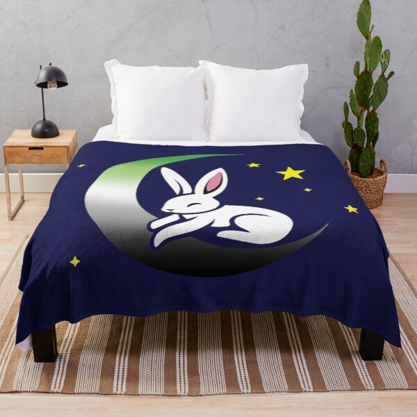 Item preview, Cute Bunny Rabbit on an Aromantic Pride Flag Moon, Discreet Aromantic Pride Design designed and sold by Travelslightly.