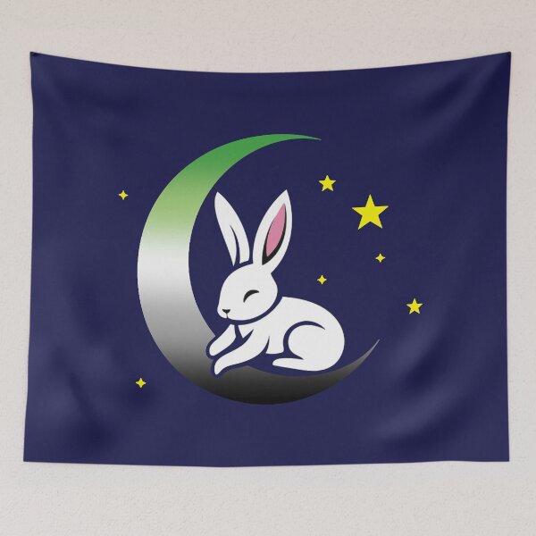 Item preview, Cute Bunny Rabbit on an Aromantic Pride Flag Moon, Discreet Aromantic Pride Design designed and sold by Travelslightly.