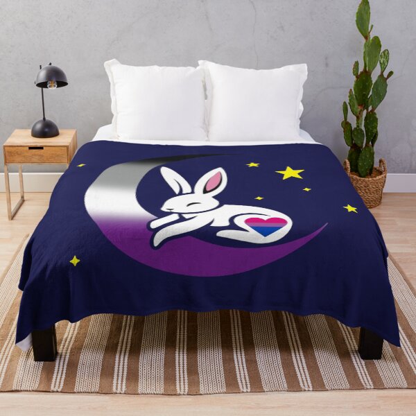 Item preview, Cute Bunny Rabbit on an Asexual Biromantic Pride Flag Moon, Discreet Asexual Biromantic Pride Design designed and sold by Travelslightly.