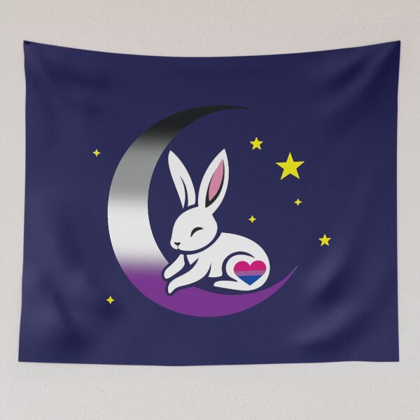 Item preview, Cute Bunny Rabbit on an Asexual Biromantic Pride Flag Moon, Discreet Asexual Biromantic Pride Design designed and sold by Travelslightly.