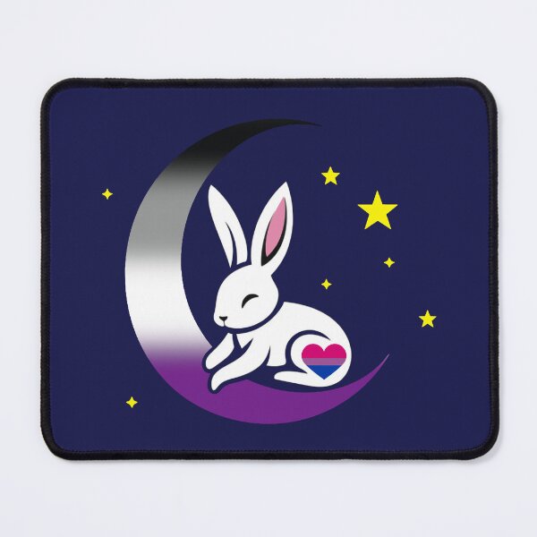Item preview, Cute Bunny Rabbit on an Asexual Biromantic Pride Flag Moon, Discreet Asexual Biromantic Pride Design designed and sold by Travelslightly.