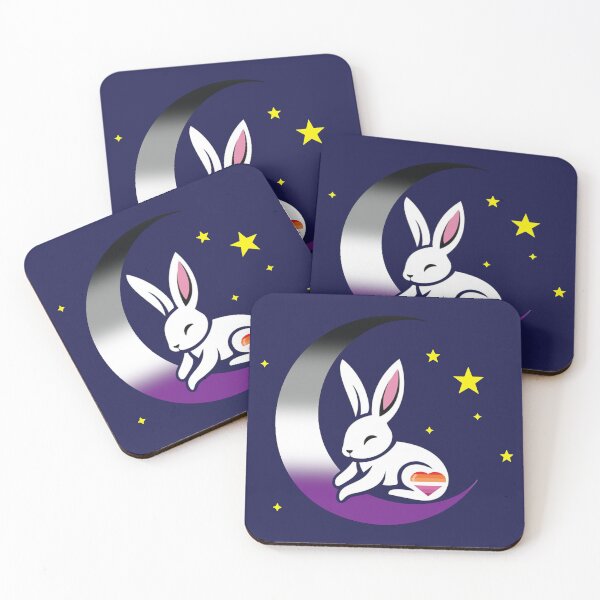 Item preview, Cute Bunny Rabbit on an Asexual Lesbian Pride Flag Moon, Discreet Asexual Lesbian Pride Design designed and sold by Travelslightly.