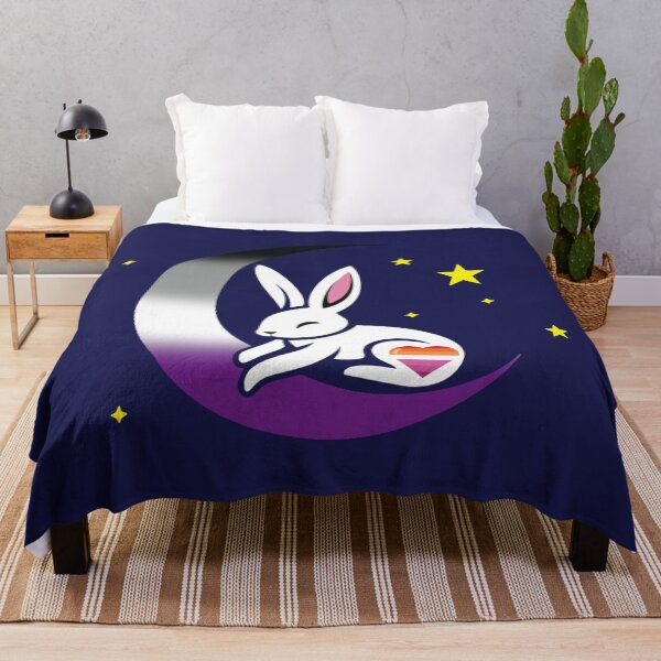 Item preview, Cute Bunny Rabbit on an Asexual Lesbian Pride Flag Moon, Discreet Asexual Lesbian Pride Design designed and sold by Travelslightly.