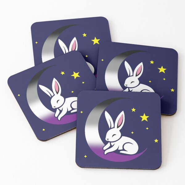 Item preview, Cute Bunny Rabbit on an Asexual Pride Flag Moon, Discreet Asexual Pride Design designed and sold by Travelslightly.