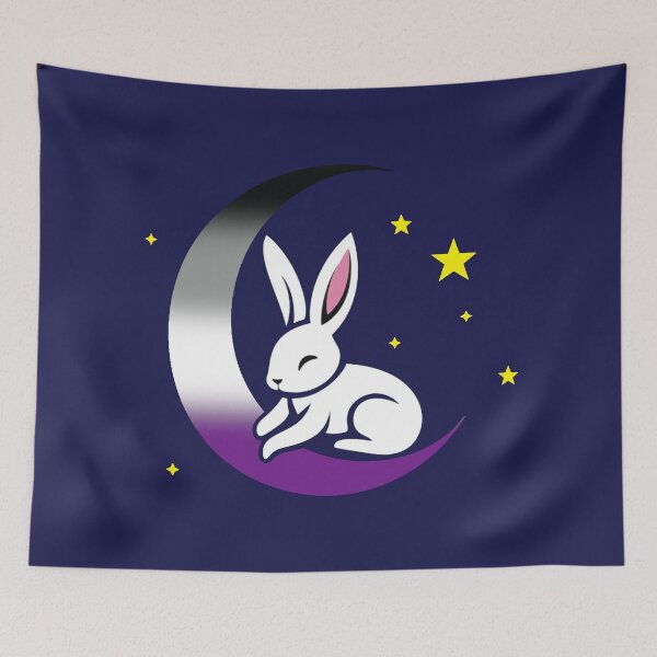 Item preview, Cute Bunny Rabbit on an Asexual Pride Flag Moon, Discreet Asexual Pride Design designed and sold by Travelslightly.