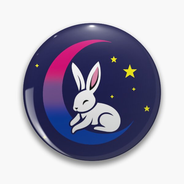 Item preview, Cute Bunny Rabbit on a Bisexual Pride Flag Moon, Discreet Bi Pride Design designed and sold by Travelslightly.