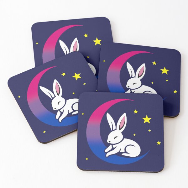 Item preview, Cute Bunny Rabbit on a Bisexual Pride Flag Moon, Discreet Bi Pride Design designed and sold by Travelslightly.