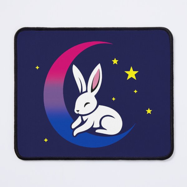 Item preview, Cute Bunny Rabbit on a Bisexual Pride Flag Moon, Discreet Bi Pride Design designed and sold by Travelslightly.