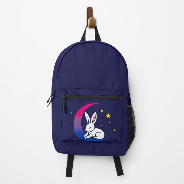 Item preview, Cute Bunny Rabbit on a Bisexual Pride Flag Moon, Discreet Bi Pride Design designed and sold by Travelslightly.