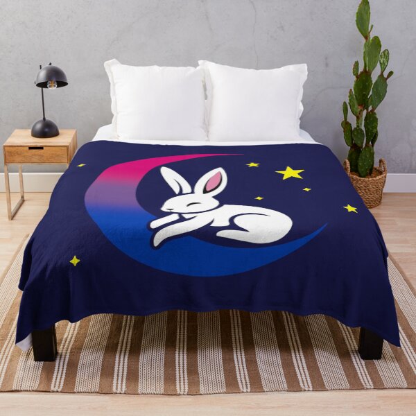 Item preview, Cute Bunny Rabbit on a Bisexual Pride Flag Moon, Discreet Bi Pride Design designed and sold by Travelslightly.