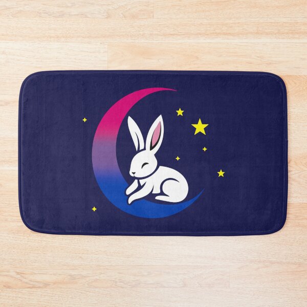 Item preview, Cute Bunny Rabbit on a Bisexual Pride Flag Moon, Discreet Bi Pride Design designed and sold by Travelslightly.