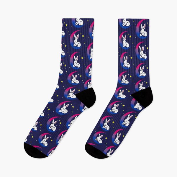 Item preview, Cute Bunny Rabbit on a Bisexual Pride Flag Moon, Discreet Bi Pride Design designed and sold by Travelslightly.