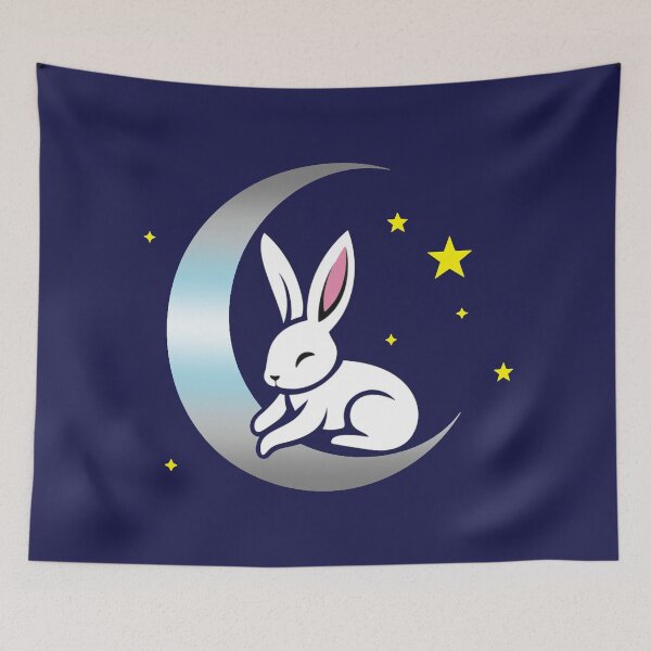 Item preview, Cute Bunny Rabbit on a Demiboy Pride Flag Moon, Discreet Demiboy Pride Design designed and sold by Travelslightly.