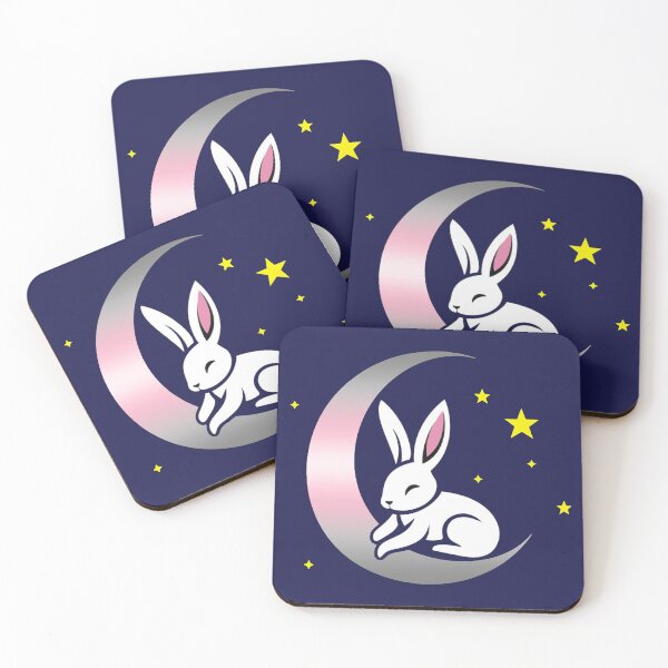 Item preview, Cute Bunny Rabbit on a Demigirl Pride Flag Moon, Discreet Demigirl Pride Design designed and sold by Travelslightly.