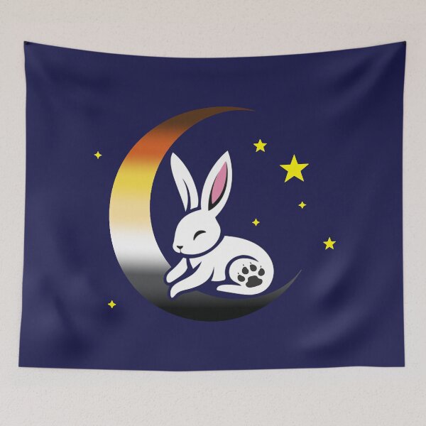 Item preview, Cute Bunny Rabbit on a Gay Bear Pride Flag Moon, Discreet Bear Pride Design designed and sold by Travelslightly.