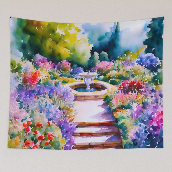 Item preview, Serene English Garden Watercolor Painting designed and sold by Tom-Johnson.