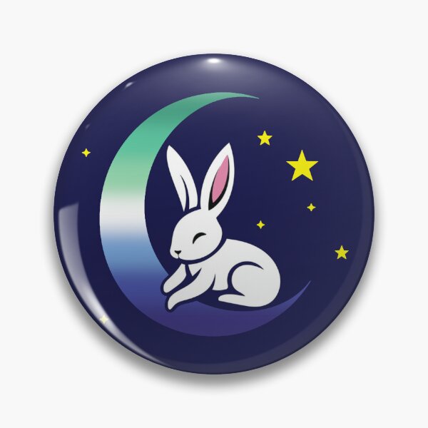 Item preview, Cute Bunny Rabbit on a Gay MLM Pride Flag Moon, Discreet MLM Pride Design designed and sold by Travelslightly.