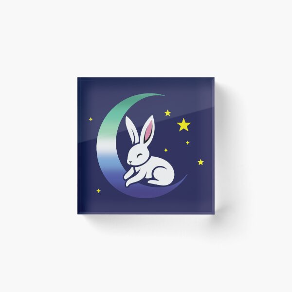 Item preview, Cute Bunny Rabbit on a Gay MLM Pride Flag Moon, Discreet MLM Pride Design designed and sold by Travelslightly.