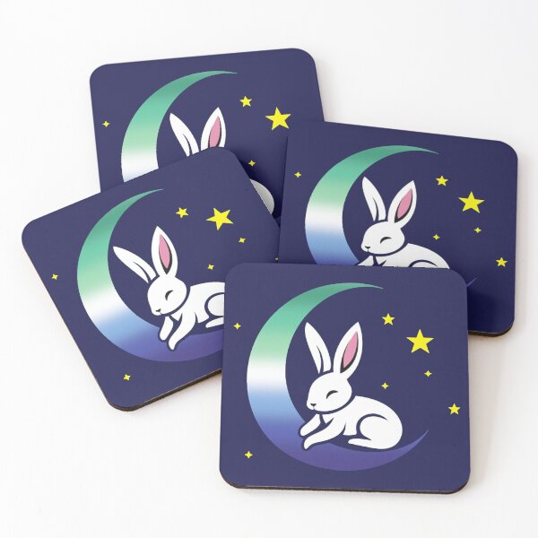 Item preview, Cute Bunny Rabbit on a Gay MLM Pride Flag Moon, Discreet MLM Pride Design designed and sold by Travelslightly.