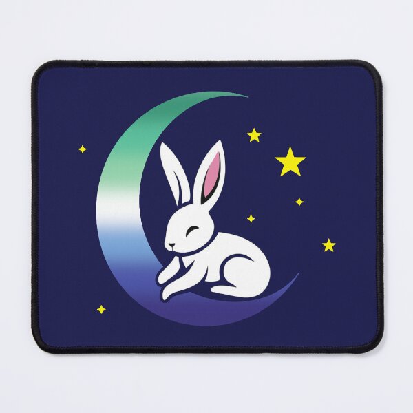Item preview, Cute Bunny Rabbit on a Gay MLM Pride Flag Moon, Discreet MLM Pride Design designed and sold by Travelslightly.