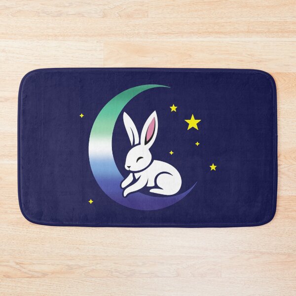 Item preview, Cute Bunny Rabbit on a Gay MLM Pride Flag Moon, Discreet MLM Pride Design designed and sold by Travelslightly.