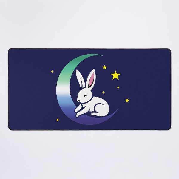 Item preview, Cute Bunny Rabbit on a Gay MLM Pride Flag Moon, Discreet MLM Pride Design designed and sold by Travelslightly.