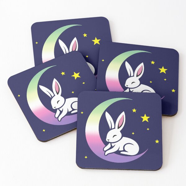 Item preview, Cute Bunny Rabbit on a Genderfae Pride Flag Moon, Discreet Genderdoe Pride Design, fae faer genderfaunet  designed and sold by Travelslightly.