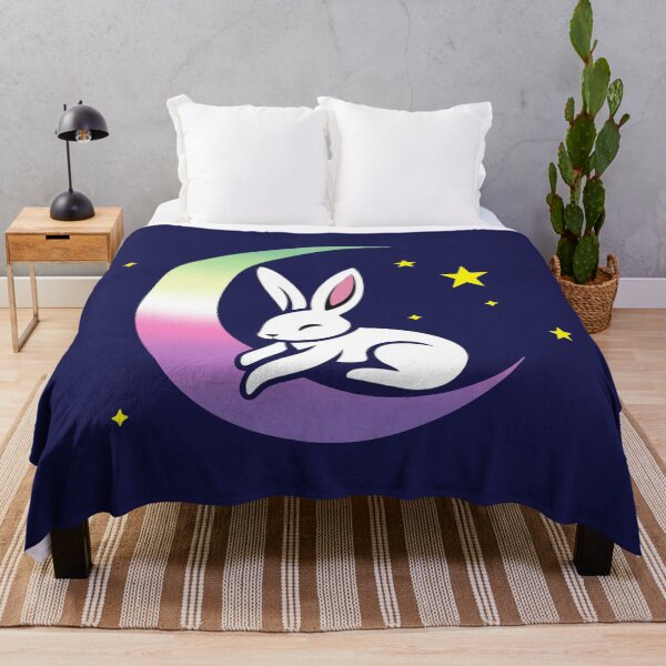 Item preview, Cute Bunny Rabbit on a Genderfae Pride Flag Moon, Discreet Genderdoe Pride Design, fae faer genderfaunet  designed and sold by Travelslightly.
