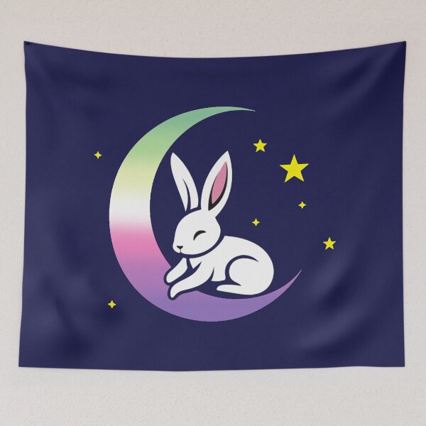 Item preview, Cute Bunny Rabbit on a Genderfae Pride Flag Moon, Discreet Genderdoe Pride Design, fae faer genderfaunet  designed and sold by Travelslightly.