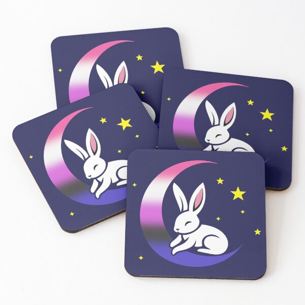 Item preview, Cute Bunny Rabbit on a Genderfluid Pride Flag Moon, Discreet Genderfluid Pride Design designed and sold by Travelslightly.