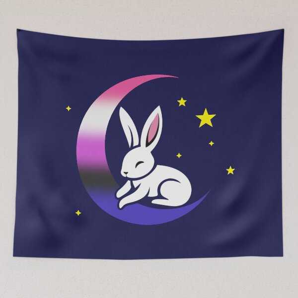 Item preview, Cute Bunny Rabbit on a Genderfluid Pride Flag Moon, Discreet Genderfluid Pride Design designed and sold by Travelslightly.