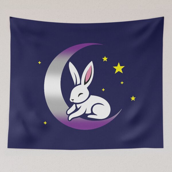 Item preview, Cute Bunny Rabbit on a Graysexual Pride Flag Moon, Discreet Greysexual Pride Design designed and sold by Travelslightly.