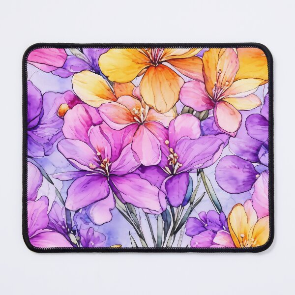 Item preview, Colorful Watercolor and Alcohol Ink Painting of Freesia Flowers designed and sold by Petalandfur.