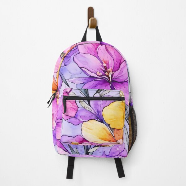 Item preview, Colorful Watercolor and Alcohol Ink Painting of Freesia Flowers designed and sold by Petalandfur.