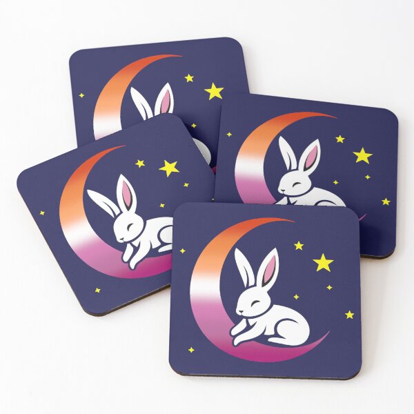 Item preview, Cute Bunny Rabbit on a Lesbian Pride Flag Moon, Discreet Lesbian Pride Design designed and sold by Travelslightly.