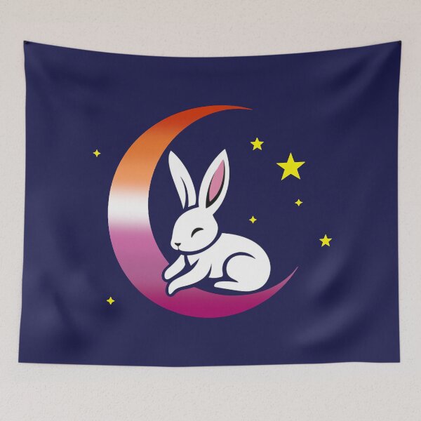 Item preview, Cute Bunny Rabbit on a Lesbian Pride Flag Moon, Discreet Lesbian Pride Design designed and sold by Travelslightly.