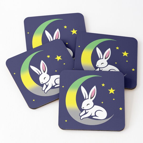 Item preview, Cute Bunny Rabbit on a Lithromantic Pride Flag Moon, Discreet Lithromantic Pride Design designed and sold by Travelslightly.