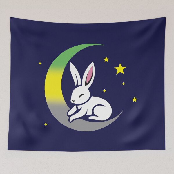 Item preview, Cute Bunny Rabbit on a Lithromantic Pride Flag Moon, Discreet Lithromantic Pride Design designed and sold by Travelslightly.