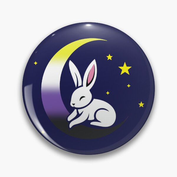 Item preview, Cute Bunny Rabbit on a Nonbinary Pride Flag Moon, Discreet Enby Pride Design designed and sold by Travelslightly.