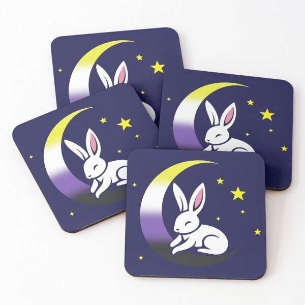 Item preview, Cute Bunny Rabbit on a Nonbinary Pride Flag Moon, Discreet Enby Pride Design designed and sold by Travelslightly.