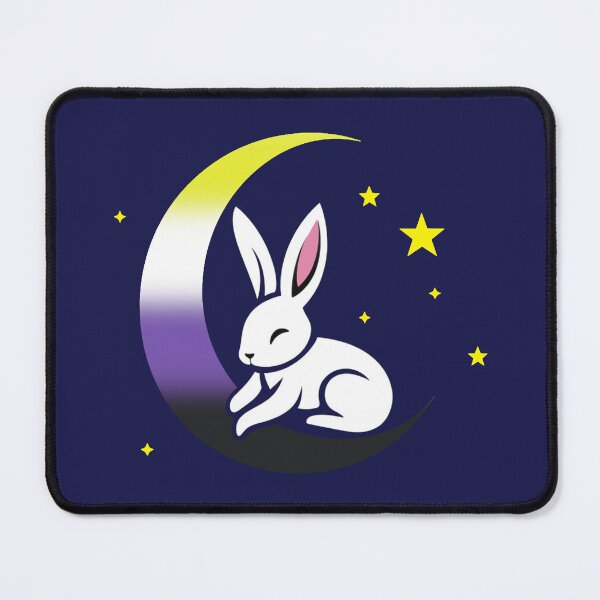 Item preview, Cute Bunny Rabbit on a Nonbinary Pride Flag Moon, Discreet Enby Pride Design designed and sold by Travelslightly.