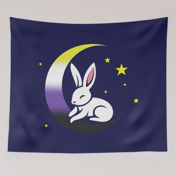 Item preview, Cute Bunny Rabbit on a Nonbinary Pride Flag Moon, Discreet Enby Pride Design designed and sold by Travelslightly.