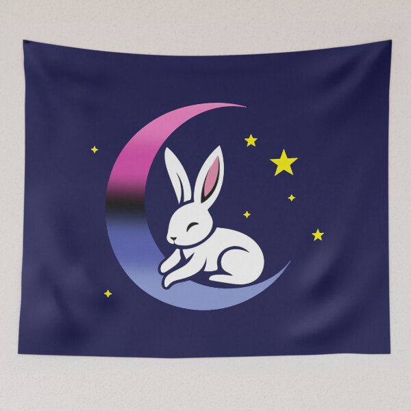 Item preview, Cute Bunny Rabbit on an Omnisexual Pride Flag Moon, Discreet Omni Pride Design designed and sold by Travelslightly.