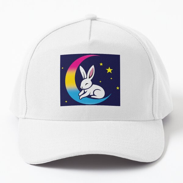 Aperçu de l'œuvre Lapin mignon sur une lune de drapeau de fierté pansexuelle, conception discrète de fierté pansexuelle créée et vendue par Travelslightly.