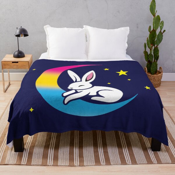 Item preview, Cute Bunny Rabbit on a Pansexual Pride Flag Moon, Discreet Pan Pride Design designed and sold by Travelslightly.