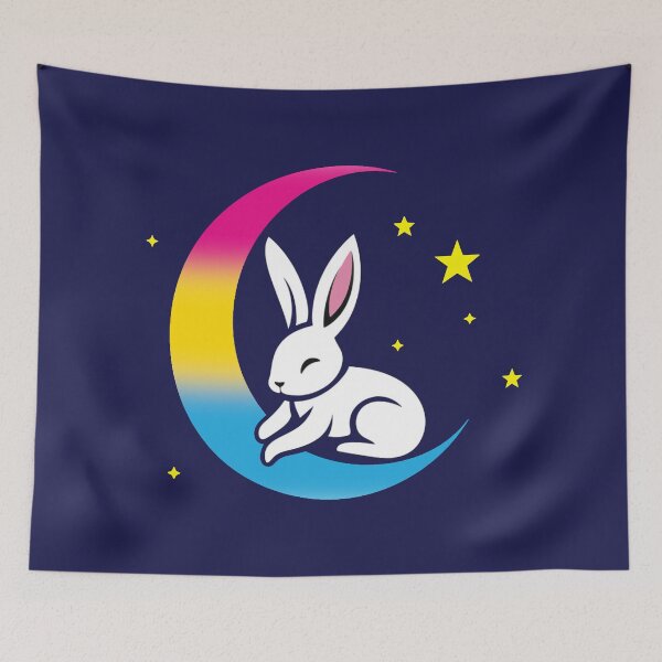 Item preview, Cute Bunny Rabbit on a Pansexual Pride Flag Moon, Discreet Pan Pride Design designed and sold by Travelslightly.