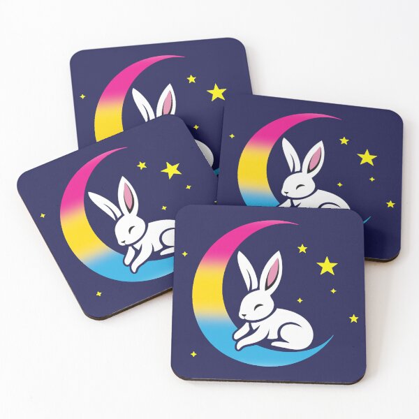 Item preview, Cute Bunny Rabbit on a Pansexual Pride Flag Moon, Discreet Pan Pride Design designed and sold by Travelslightly.