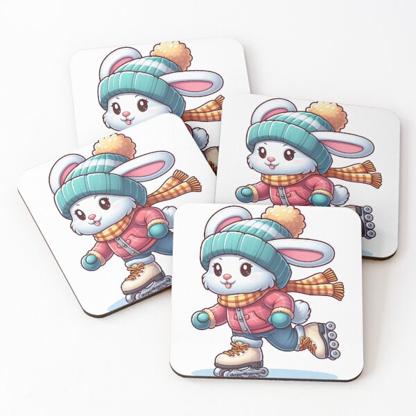 Item preview, cartoon rabbit wearing winter clothes is playing roller skates  designed and sold by MzulhilmiZam.